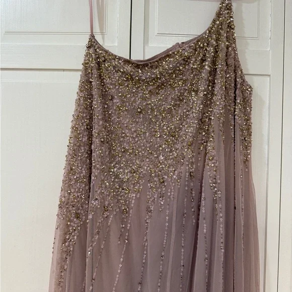 NWT Mac Duggal 9224 Pink One Shoulder Embellished Trapeze A Line Gown Size 14 - Picture 11 of 17